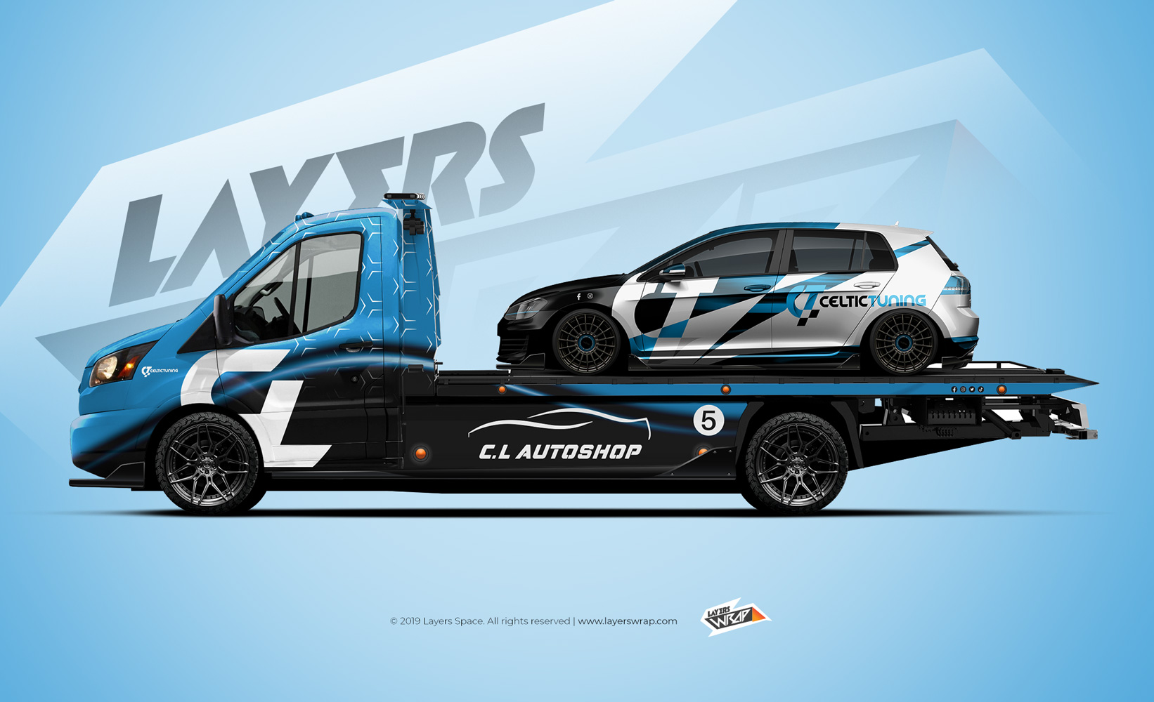Flatbed Transit Van Branding by Layers Wrap Commercial