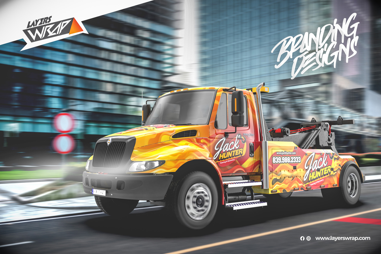 Layers Wrap Tow Truck Wrap Design