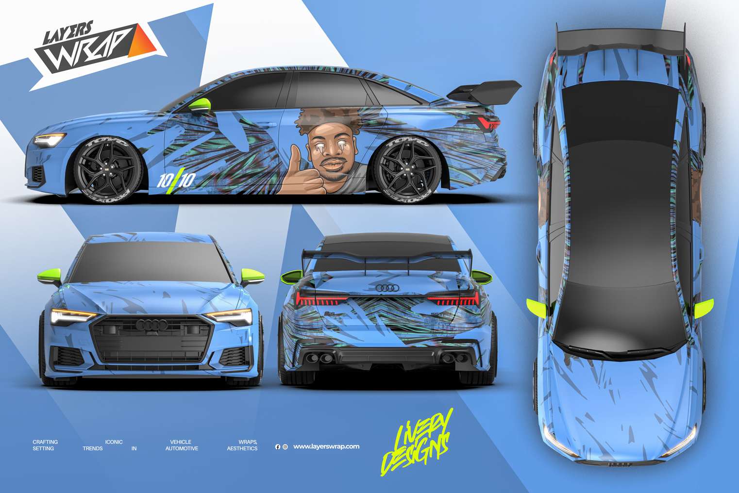 Layers Wrap Custom Cartoonized Face and Livery Design Audi A6