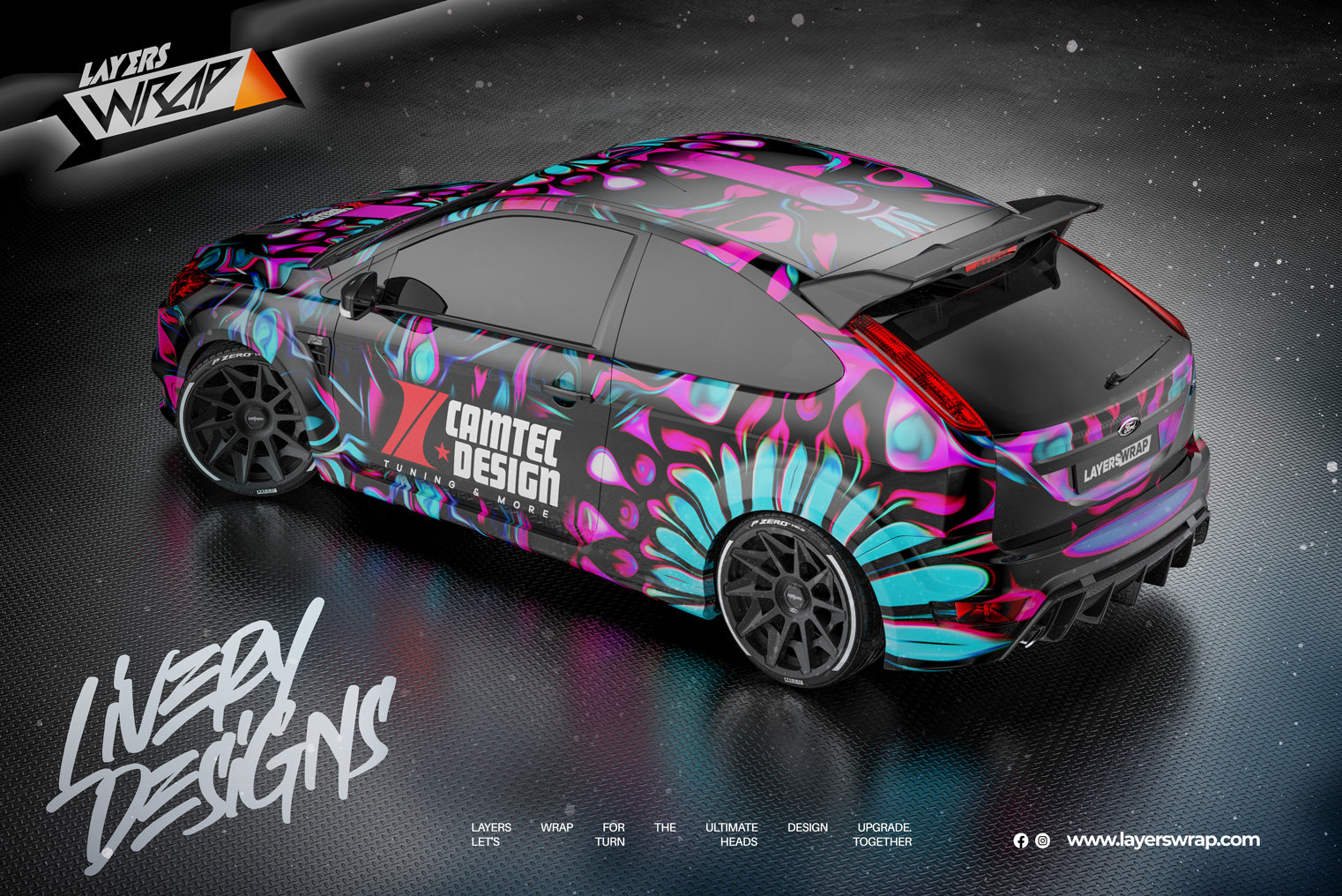 Revealing Exclusive One-of-a-Kind Artwork Designs on Ford Focus for Camtec Design | Layers Wrap