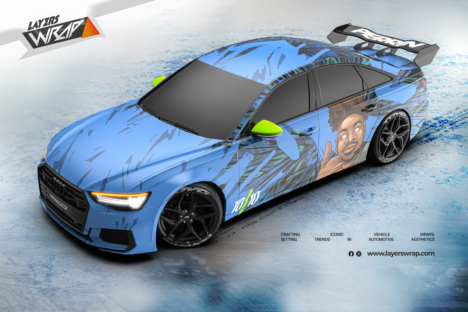Custom Cartoonized Face and Livery Design for Audi A6 | Layers Wrap