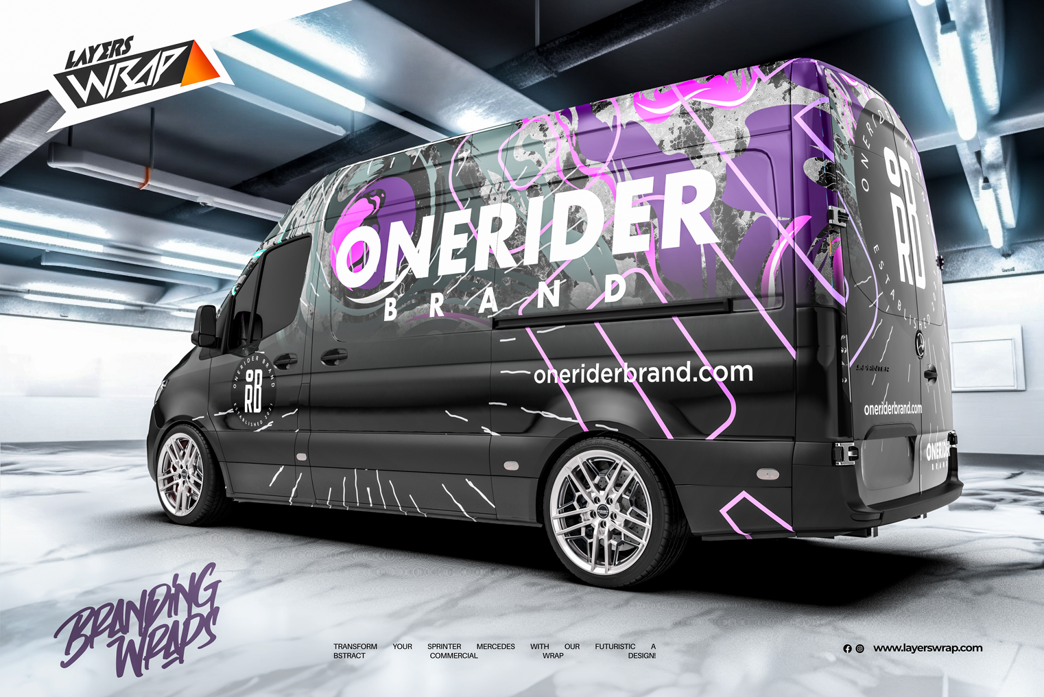 Abstract Futuristic Wrap Branding for Ford Transit: One Rider’s Unique Statement | Layers Wrap