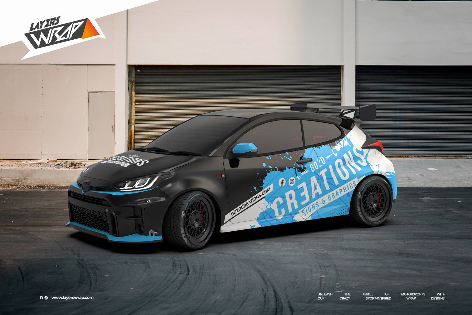 Toyota Yaris Partial Wrap Project by Gozo Creations: Elevating Your Ride with Unique Design | Layers Wrap – Vehicle Wrap Design Studio