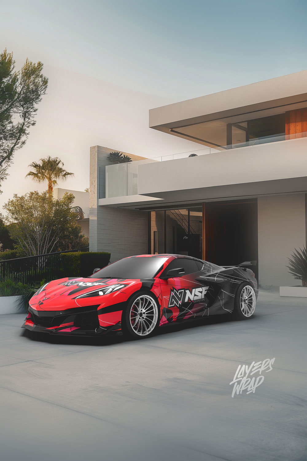 Corvette wrap design by Layers Wrap Studio