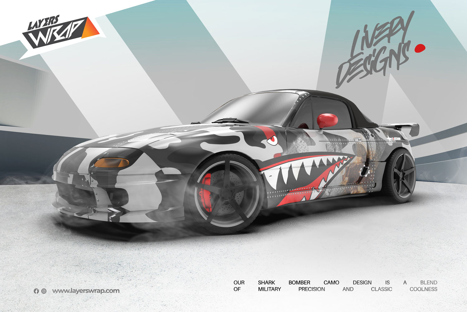 Miata wrap design by Layers Wrap Studio
