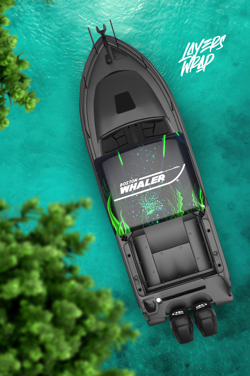 Boat wrap design by Layers Wrap Studio