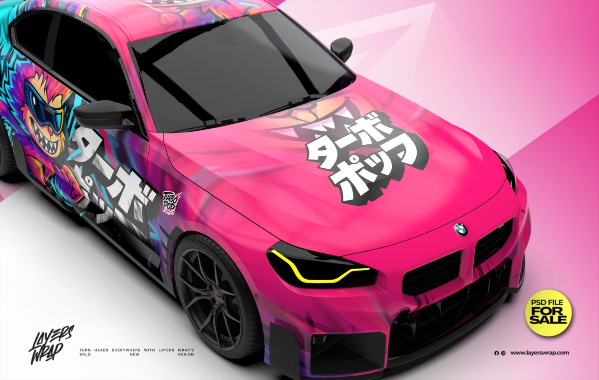 Neon Oni – BMW M2 Anime Style Wrap Design (PSD)
