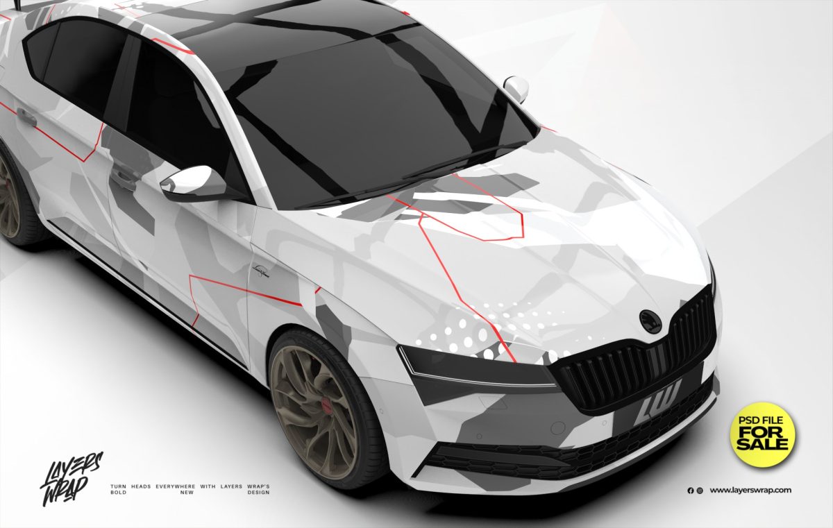 Skoda Superb – Universal Stealth Circuit Camo Wrap Design (PSD FILE)