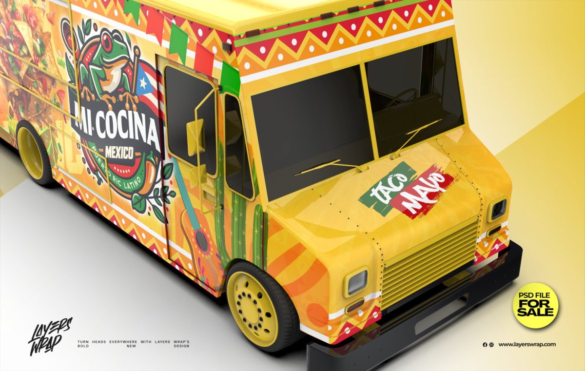 Food Truck – Taco Mayo Fiesta Branding Wrap (PSD FILE DOWNLOAD)
