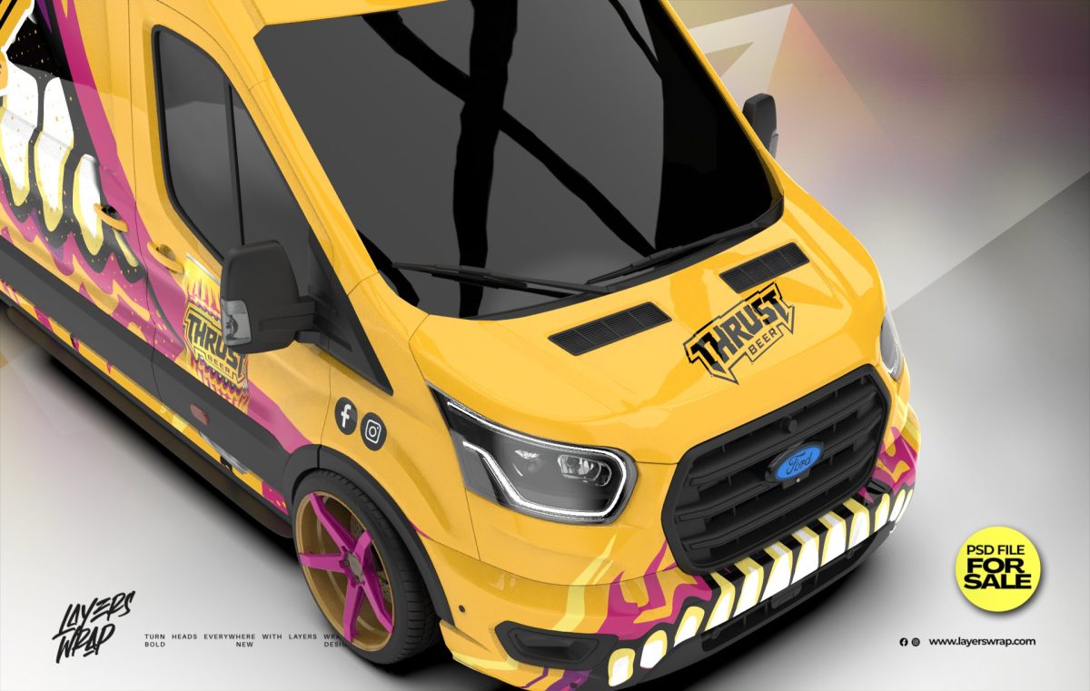 Ford Transit – Thrust Beer Pop-Art Branding Wrap (PSD FILE DOWNLOAD)