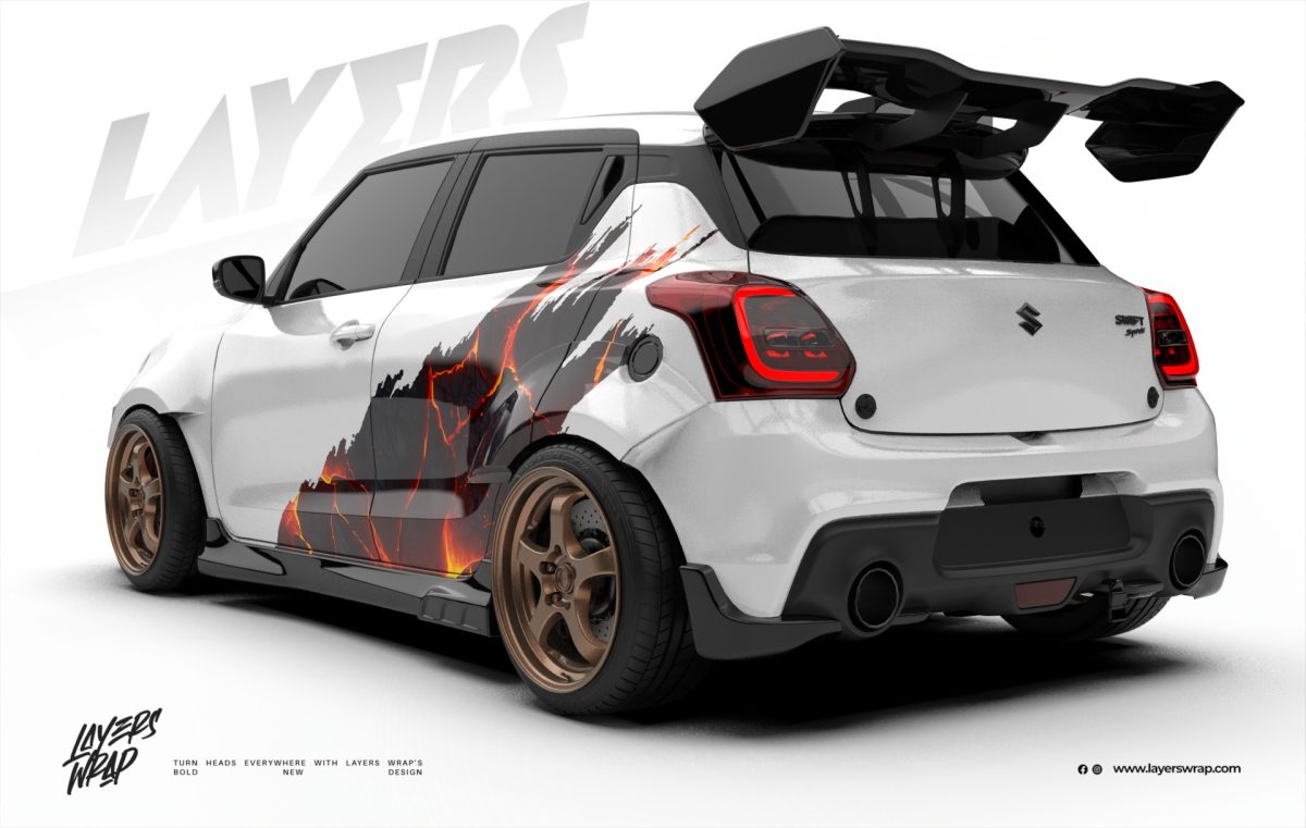 Suzuki Swift Partial Wrap Kit - Lava Rift