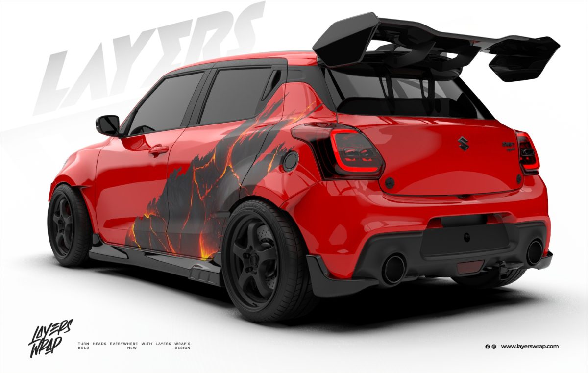 Suzuki Swift Partial Wrap Kit - Lava Rift for Red Color Swift