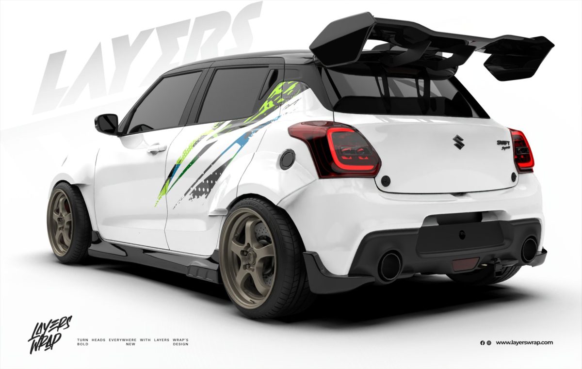 Suzuki Swift Partial Wrap Kit - Lime Vortex