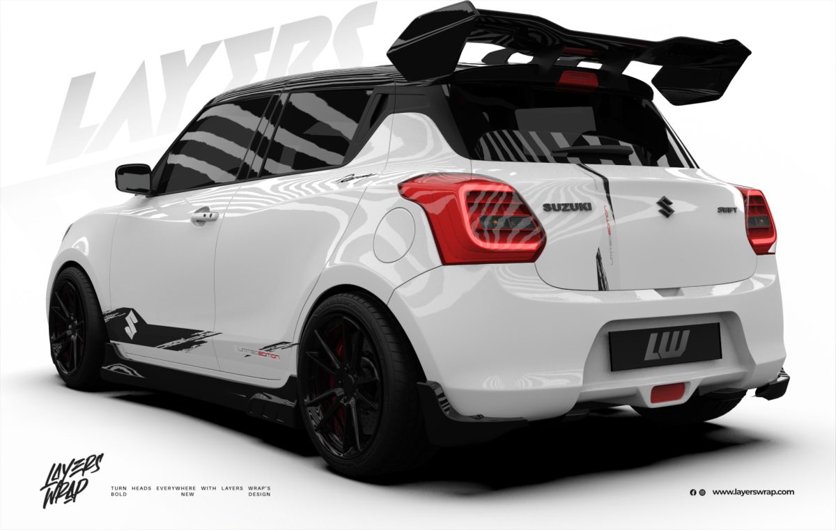 Suzuki Swift Partial Wrap Kit - Shadow Line – White Edition